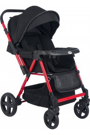 Joell Trendy Çift Yönlü Bebek Arabası Kırmızı Siyah