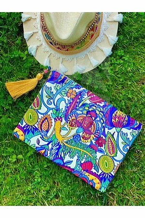 Meksika çiçek desenli portföy/clutch çanta