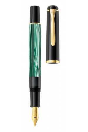 Pelikan klasik seri m200 sedef yeşil dolma kalem ef uç