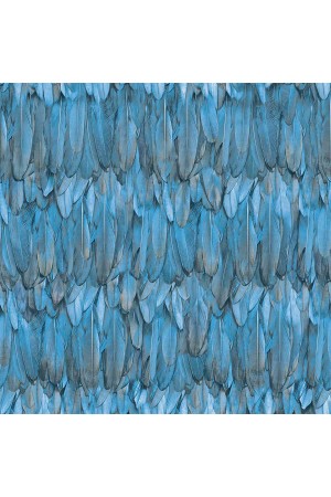 Adawall 9913 serisi | tasarımıyla ilgi çeken modern kuş tüyü desenli duvar kağıdı (9913-3 : mavi)
